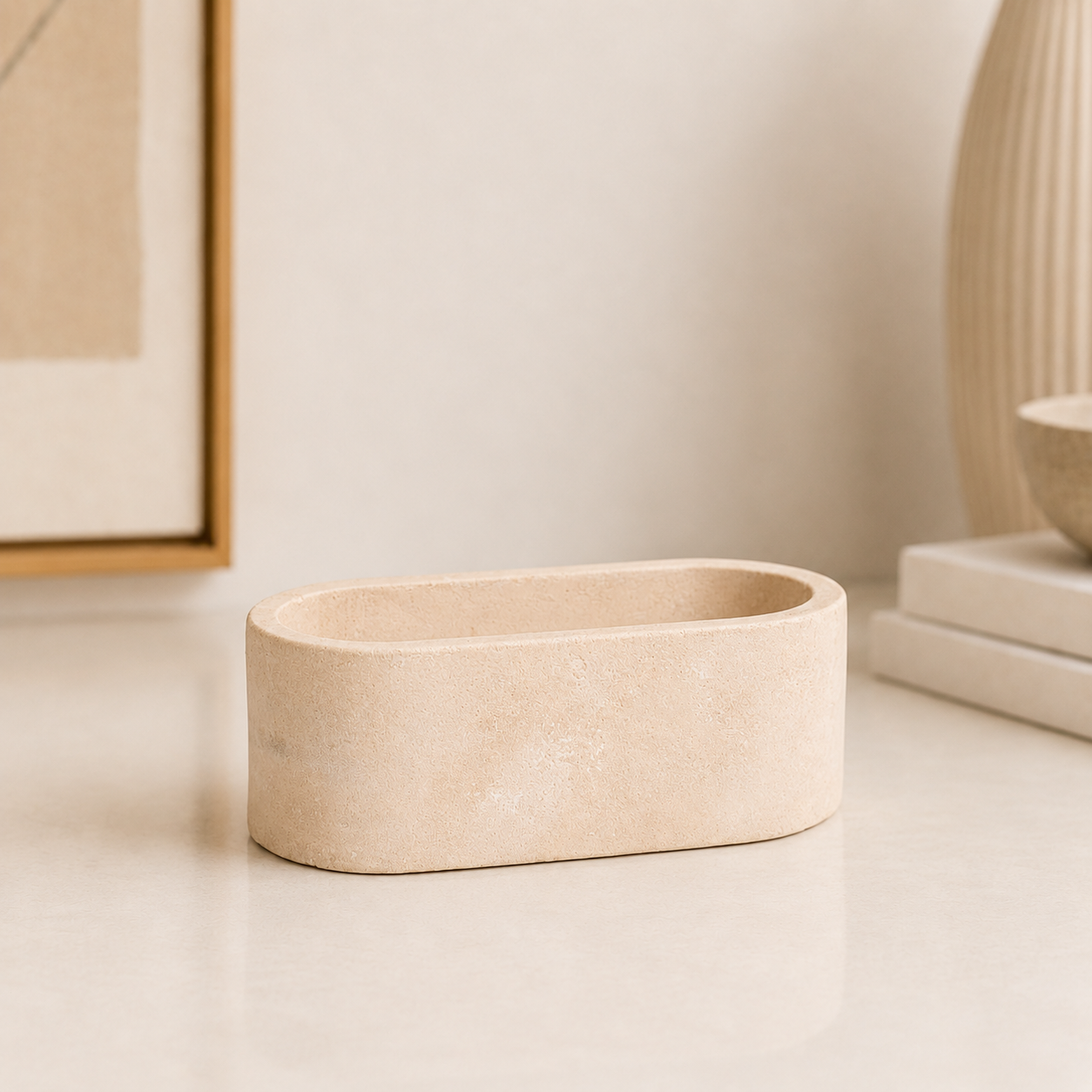 PotUp Mini Oval Pot for Succulents, Handmade Pastel Oval Planter for Small Plants, Desk and Home Decor