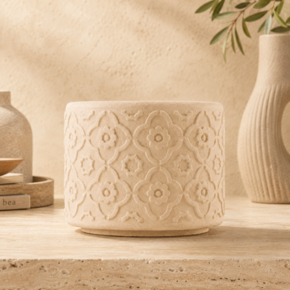 PotUp Floral Pattern Pot for Succulents, Handmade Pastel Decorative Planter for Small Indoor Plants and Home Decor