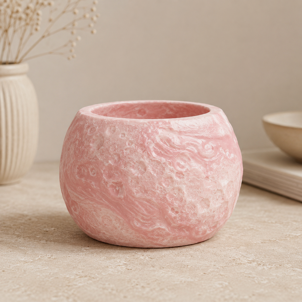 PotUp Moon Pot for Succulents, Handmade Pastel Moon Surface Planter for Small Plants, Desk and Shelf Decor - Image 4