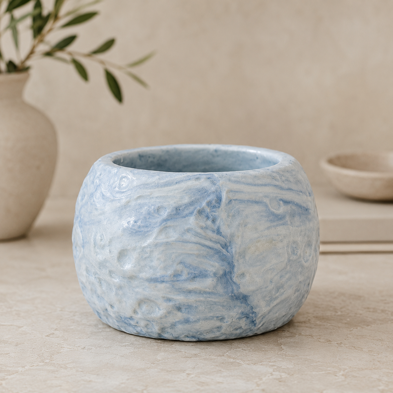 PotUp Moon Pot for Succulents, Handmade Pastel Moon Surface Planter for Small Plants, Desk and Shelf Decor - Image 3
