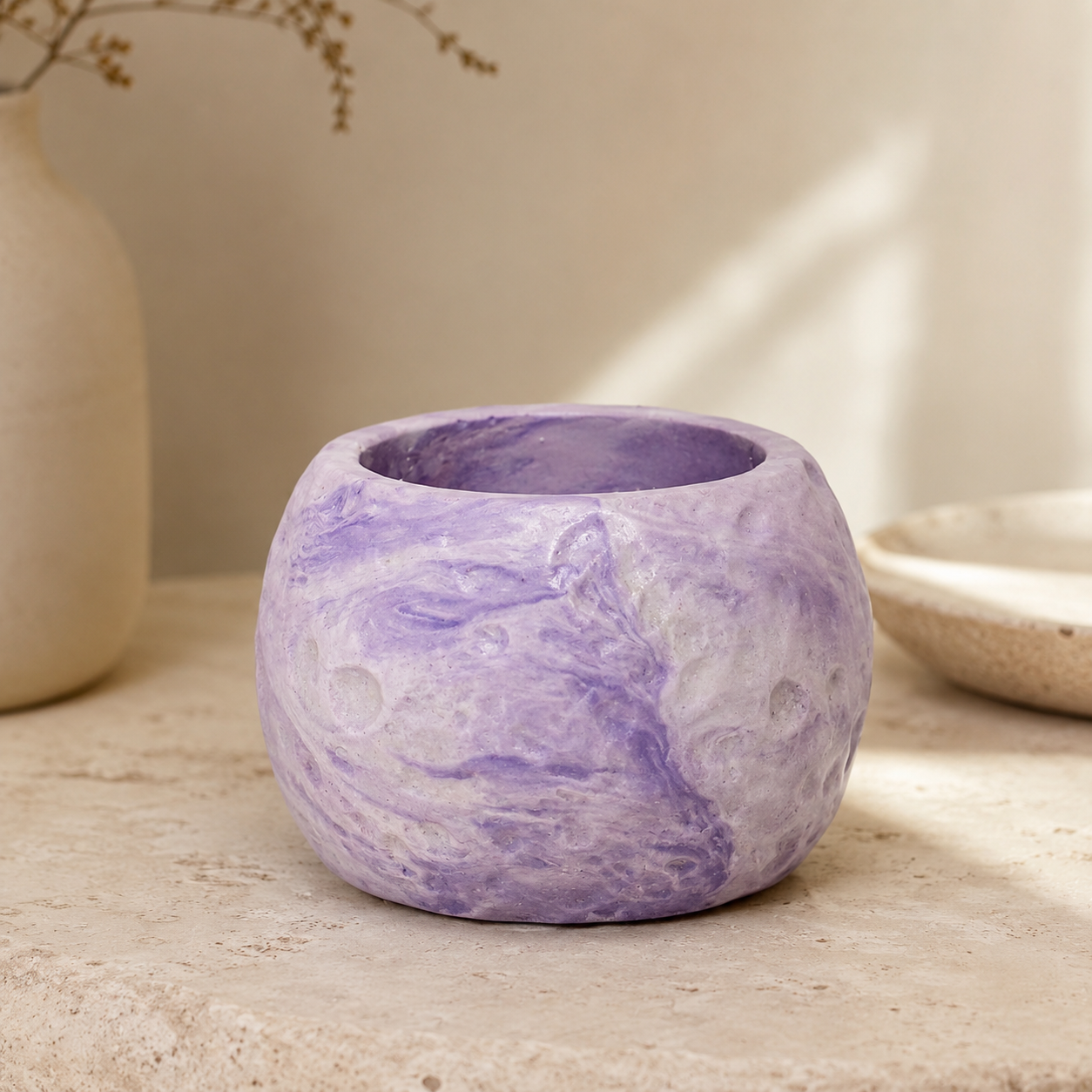 PotUp Moon Pot for Succulents, Handmade Pastel Moon Surface Planter for Small Plants, Desk and Shelf Decor - Image 2