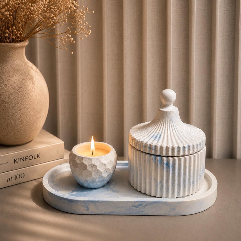 Marble Storage and Candle Set - Image 2