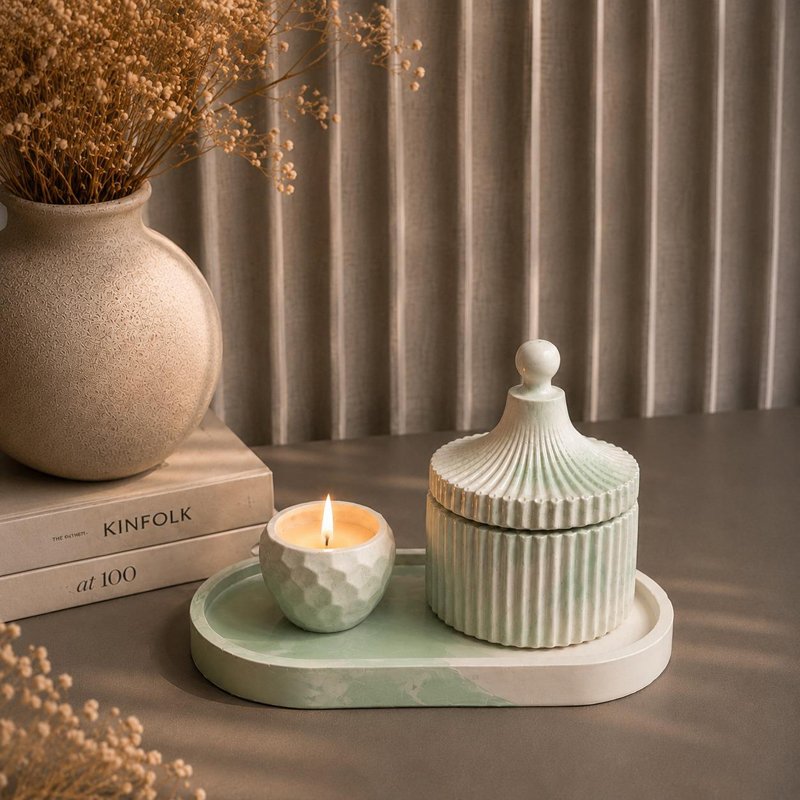 Marble Storage and Candle Set