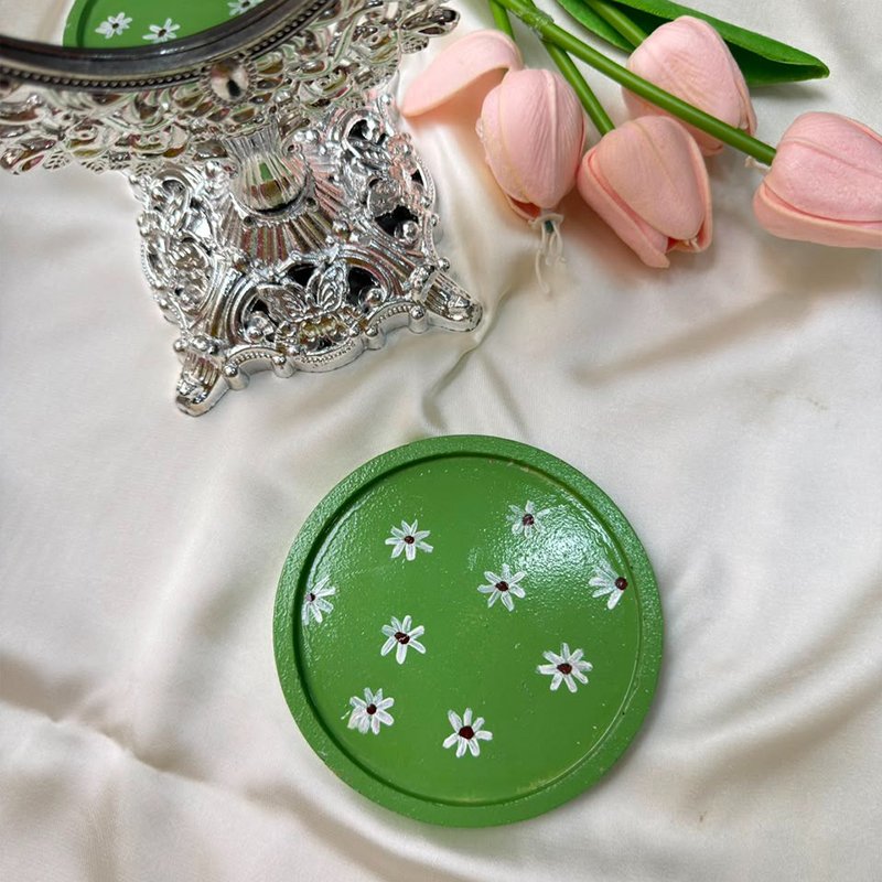 GREEN DAISY ROUND COASTER
